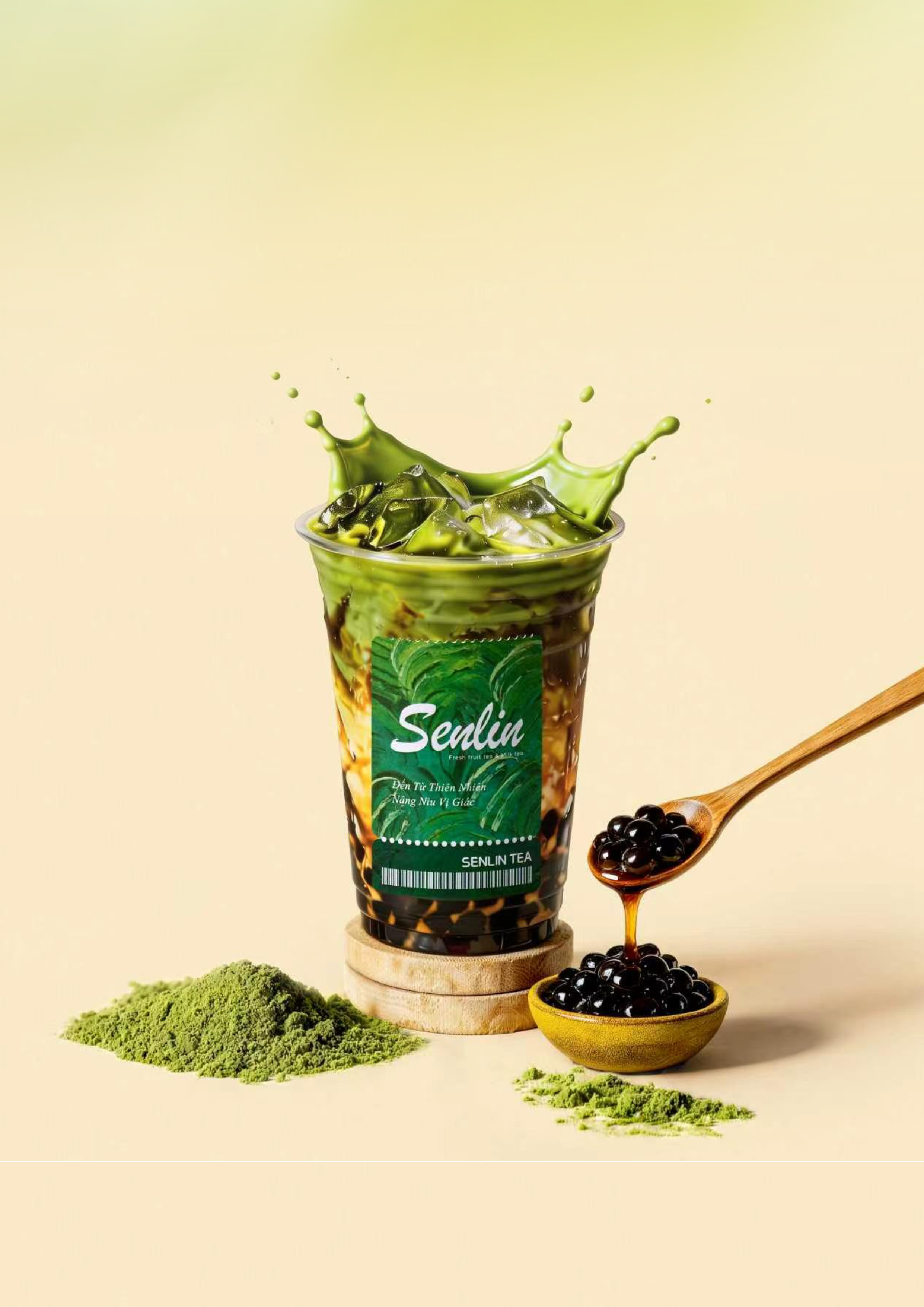 Matcha Trân Châu Đường Đen